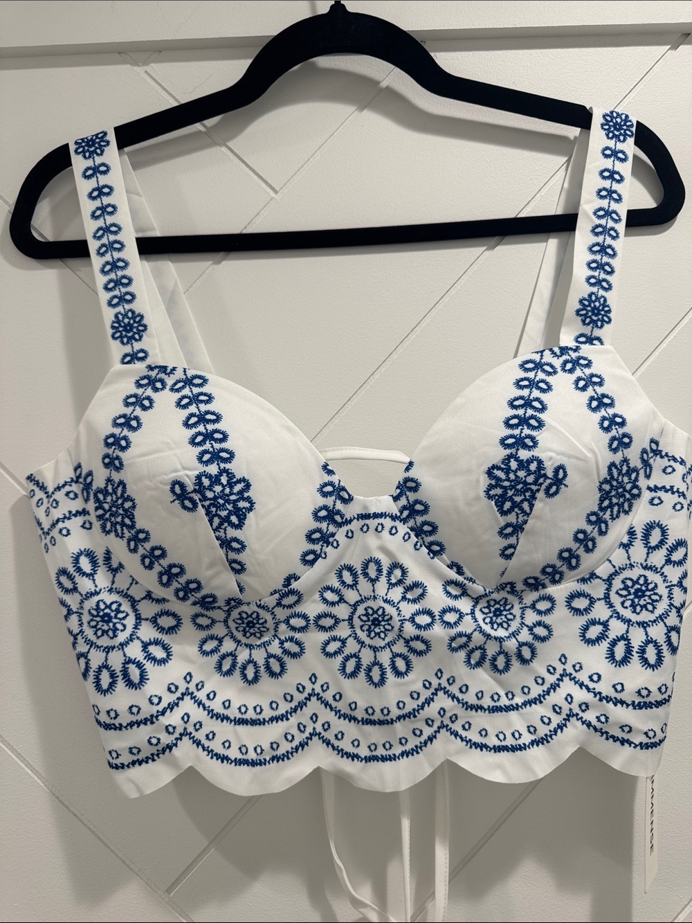Commense White & Blue Embroidered Two-Piece Maxi Skirt Set - Picture 5 of 6